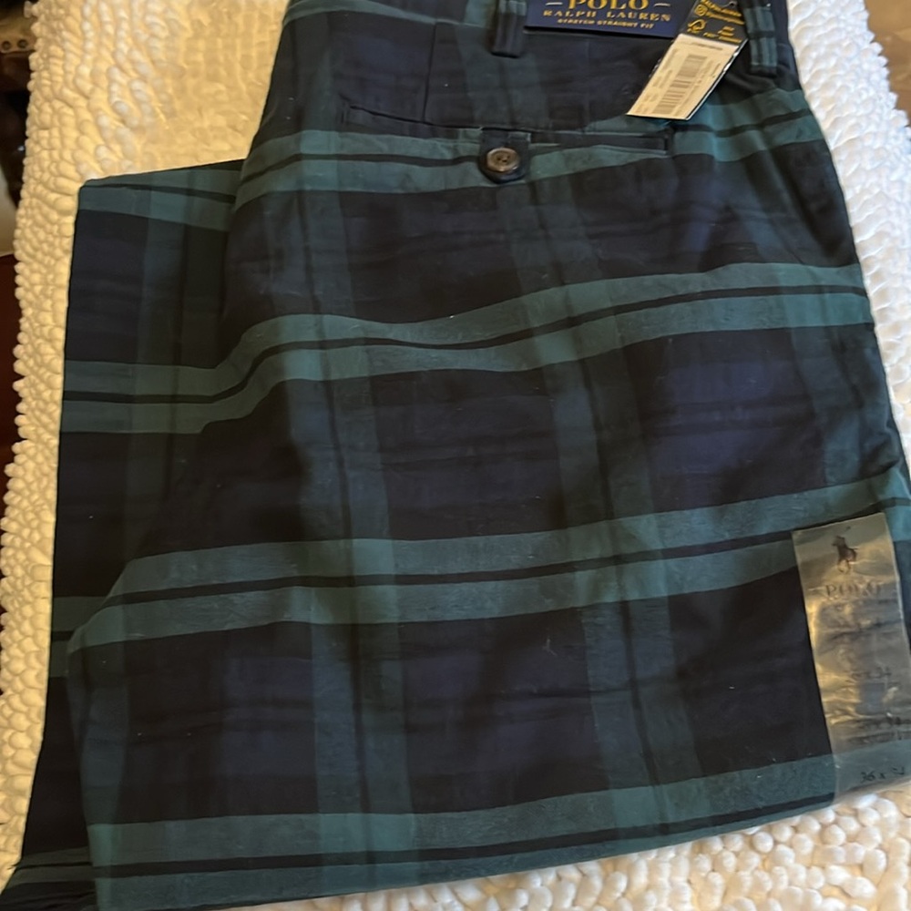 Polo by Ralph Lauren Men's Tartan Chinos - Black and Green - Picture 3 of 12